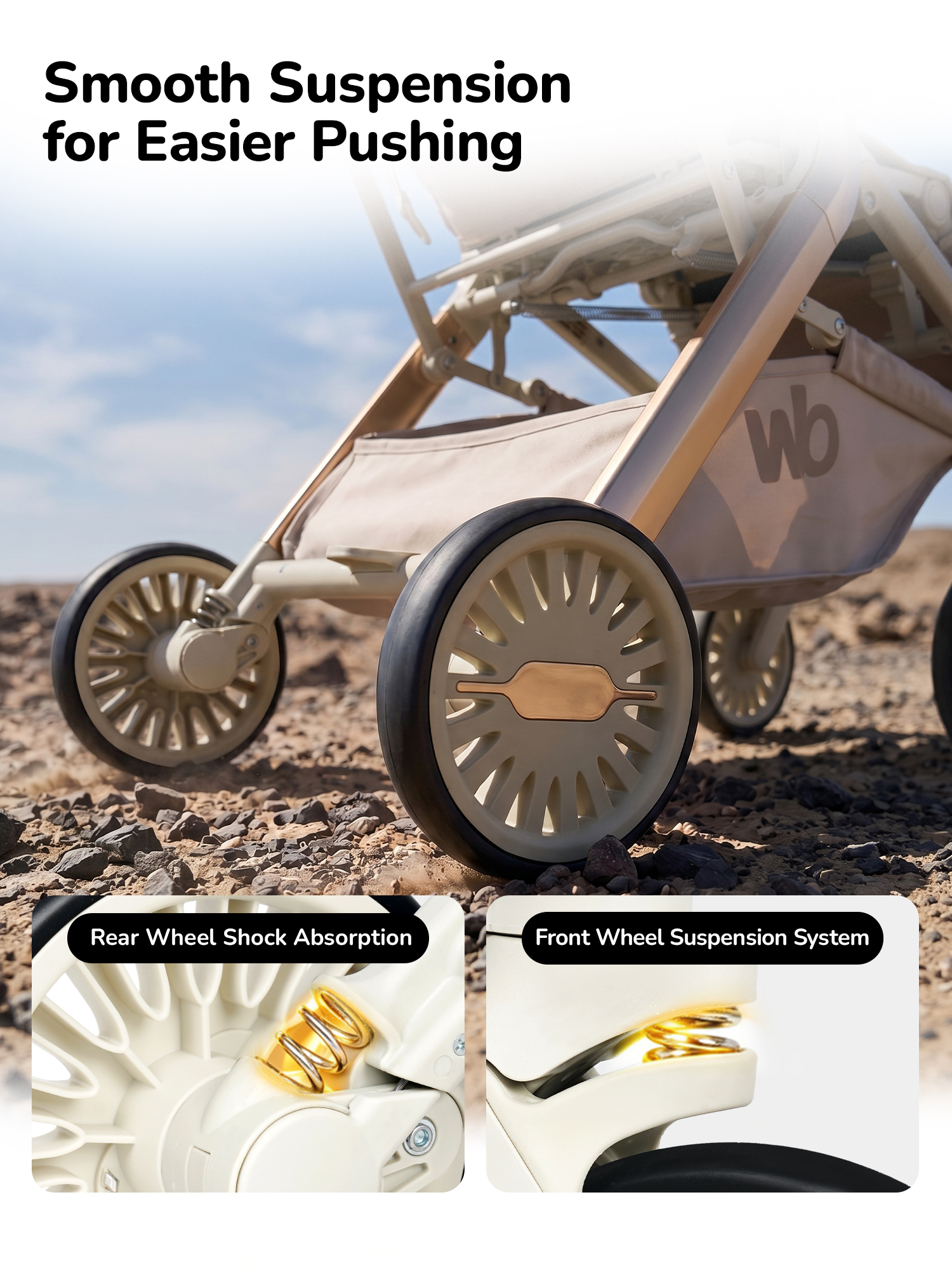 Whizbebe LuxeEase Kompakter und leichter Kinderwagen